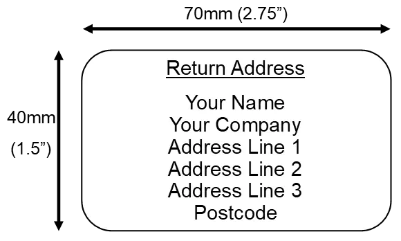500 Personalised Return Address Labels Stickers Customised 70x40mm RA-03-ROLL
