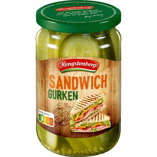 Hengstenberg cetriolo sandwich succoso piccante in vetro 370 g