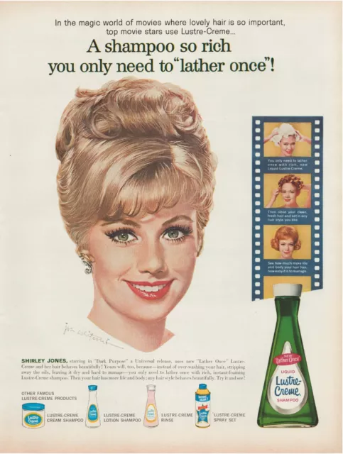 Print Ad Lustre Creme Shampoo 1963 Shirley Jones Full Page Magazine 10.5"x13.5"