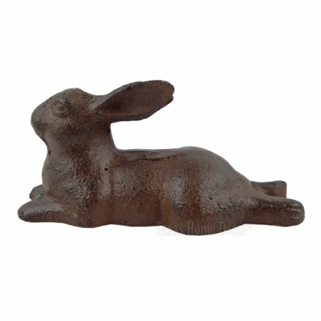 Small Bunny Rabbit Resting Figurine Cast Iron Heavy Duty Rustic Antique Style