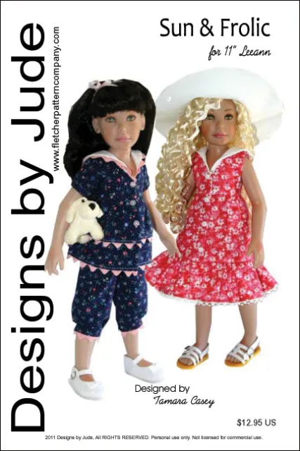 Sun & Frolic Doll Clothes Sewing Pattern for 11" Leeann