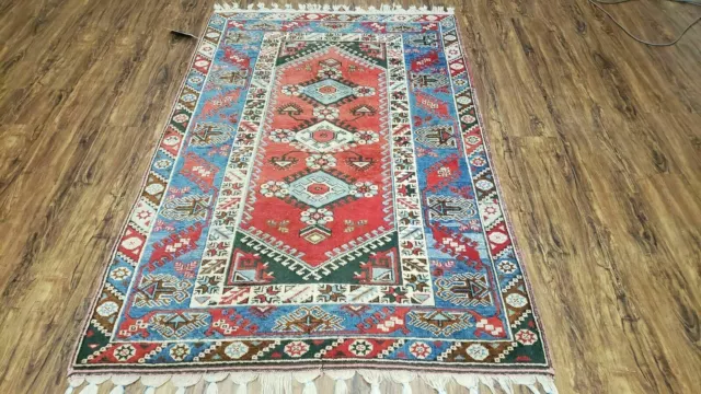 4' X 6' Handmade Turkish Super Kazak Shirvan Wool Rug Colorful