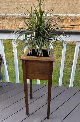 VTG. Mahogany Wooden Box Shape ANTIQUE MISSION STYLE ARTS & CRAFTS PLANT STAND