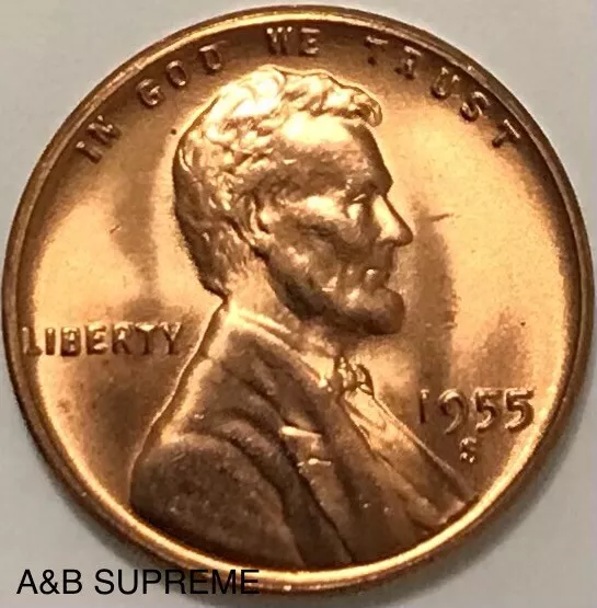 1955 S Lincoln Wheat Cent Bronze Penny Gem Bu Uncirculated
