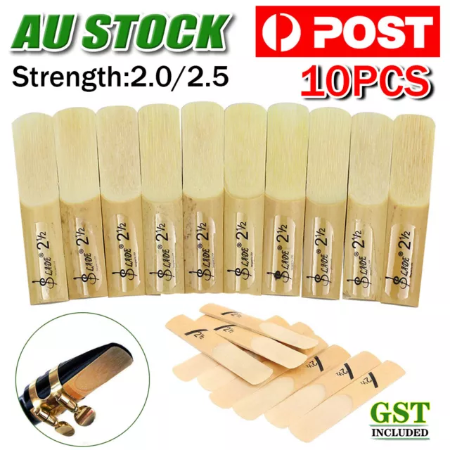 10pcs Saxophone Reeds Alto Sax Reed Sax Bamboo Reeds Strength 2.0/2.5 AU Stock