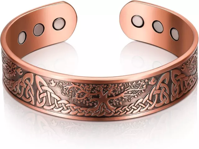 NOUVEAU Bright Pure Copper Mens Curb Tree like viking 8.50" Bracelet USA Made 3