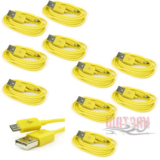 10X 10Ft Micro Usb Sync Power Charger Cable Yellow For Galaxy S4 Siii Note 2