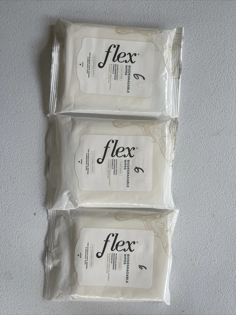 Flex Biodegradable Wipes. 12 flushable wipes. plant based. Lot of 3