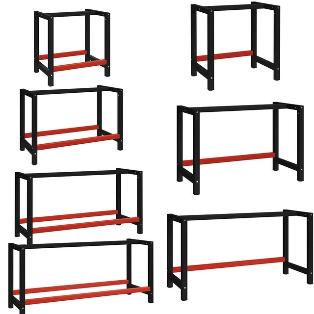 Produktbild von Tidyard Metall-Werkbankgestell – 80x57x79cm Oder 150x57x79cm, Pulverbeschichtet, Mit Vorgebohrten Löchern, Für Werkstatt & Küche (schwarz/rot)