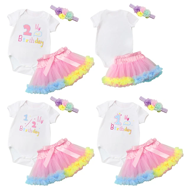 Abiti di compleanno bambine romper gonna tutù set fascia torta costumi smash