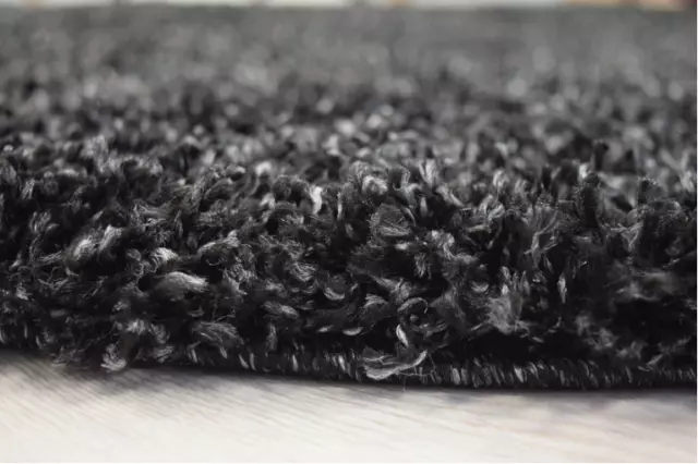 X Large Mixed Charcoal Grey Shaggy Rug Soft Fluffy Plain Thick 5Cm Floor Carpet