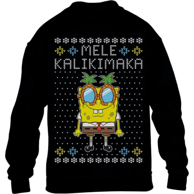 Ugly Christmas Mele Kalikimaka Nickelodeon Spongebob Kinder Pullover Sweatshirt
