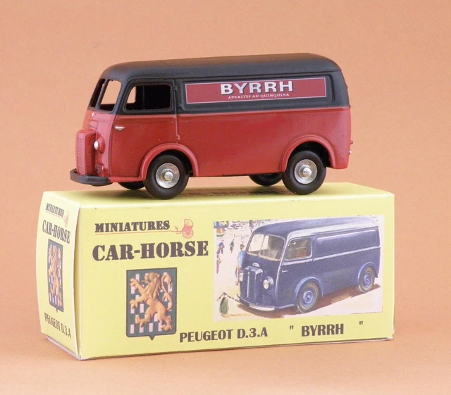 Miniature Car-Horse Peugeot D3a Avec Vespa 400 - Style Dinky - Ancien Stock - Occasion état Neuf