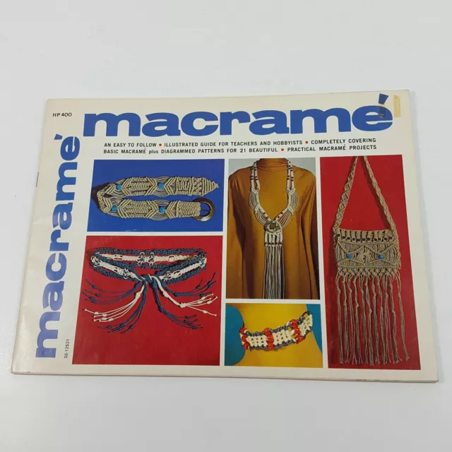 Macrame HP400 1971 Lynn Paulin libro de instrucciones vintage conceptos básicos para principiantes