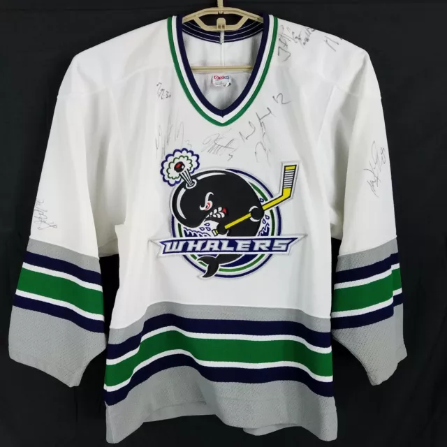 JAMES NEAL PLYMOUTH WHALERS REEBOK WHITE OHL JERSEY VEGAS GOLDEN
