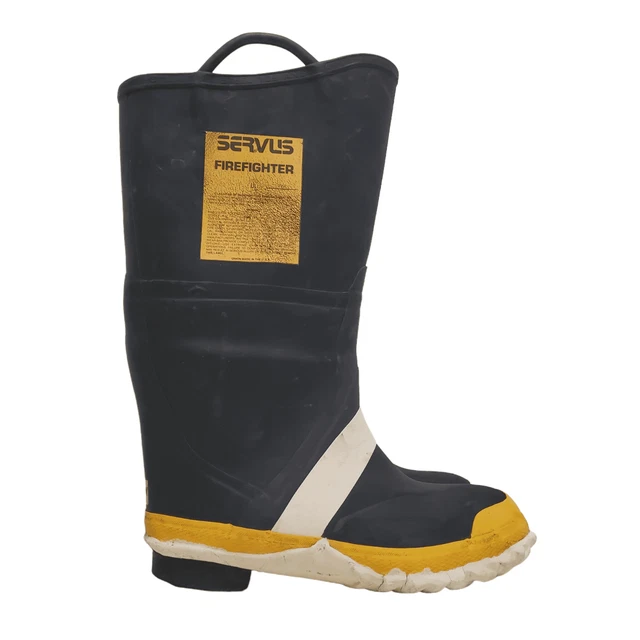 SERVUS Firefighter Boots Unisex 9M/10W Wide Black Rubber Steel Toe 72S4