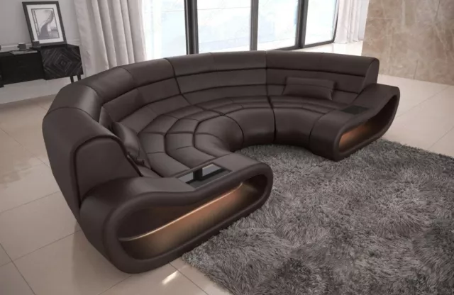 Sofa Leather Interior Design Couch Concept U Shape Designersofa Braun LED