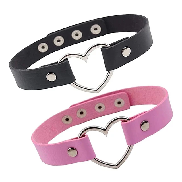 Collier BDSM En Cuir Noir Avec Anneau Métal Argenté - Neuf, Tour De Cou, Style Fetish