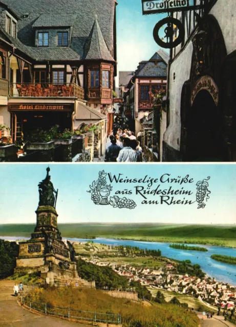 Vintage Postcard  Drosselgasse Niederwald Denkmal Rüdesheim Am Rhein Germany DE