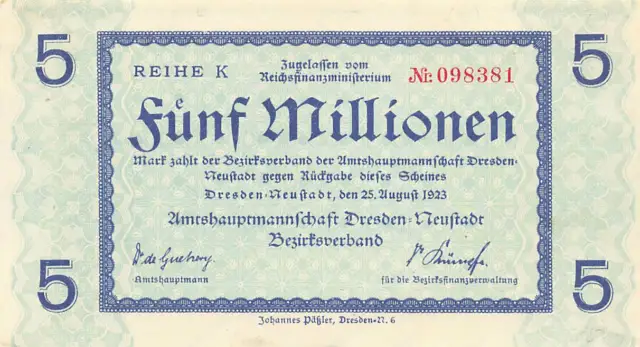 Dresden-Neustadt - Amtshauptmannschaft - 5 Millions Mark - Série K #10518
