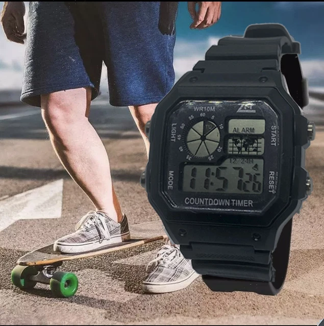 Orologio digitale da polso uomo sportivo multifunzione cinturino in gomma