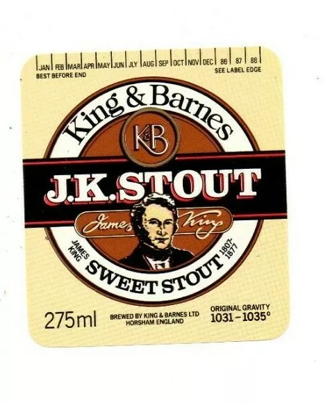 England - Vintage Bieretikett - King & Barnes Ltd., Horsham - J.K. Stout
