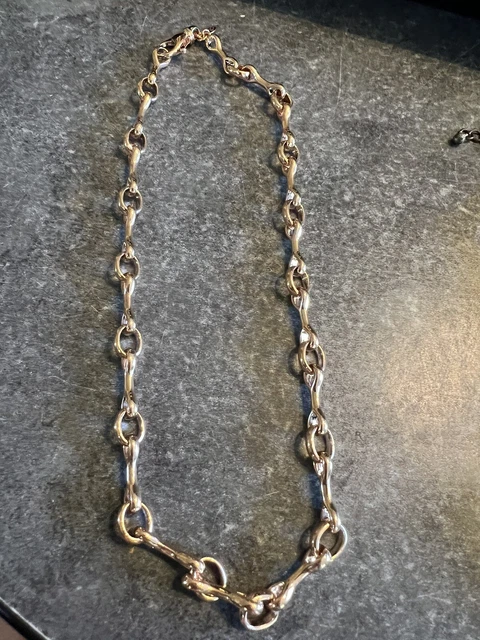 Signed Bronze Milor Italy Rose Gold Tone Round Link Chain Necklace 18”