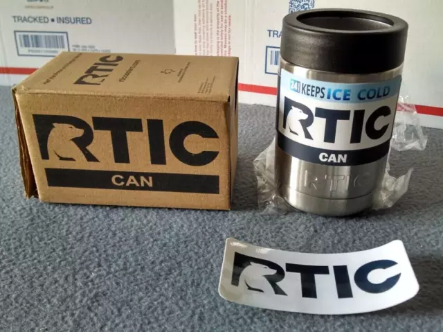 New RTIC Can Cooler 12oz Koozie Vacuum Insulated - Stainless Steel - FAST SHIP