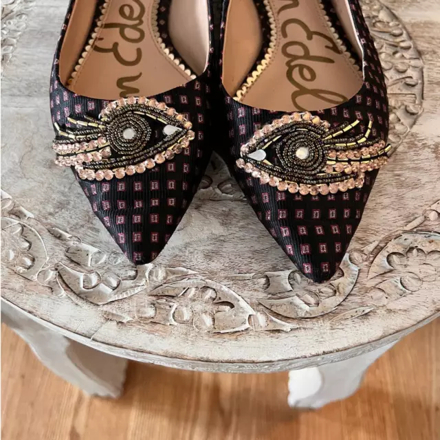 Sam Edelman Flats Rafaella Beaded Eye Leather Pointed Toe Flats 7.5