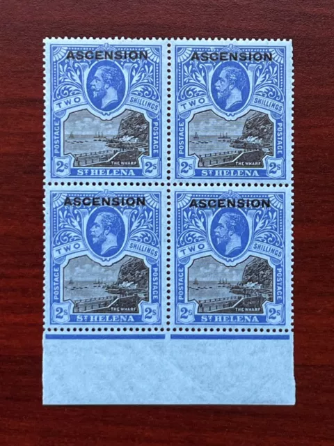 Ascension Island 1922 Scott #7 Block of 4 KGV Overprint Mint NH