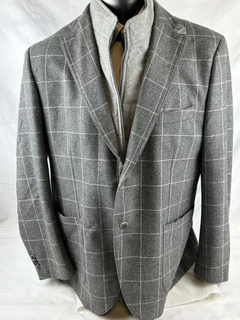LUIGi BIANCHI MANTOVA Windowpane Gray Sport Coat Blazer Jacket IT58/US48.R $1295 3