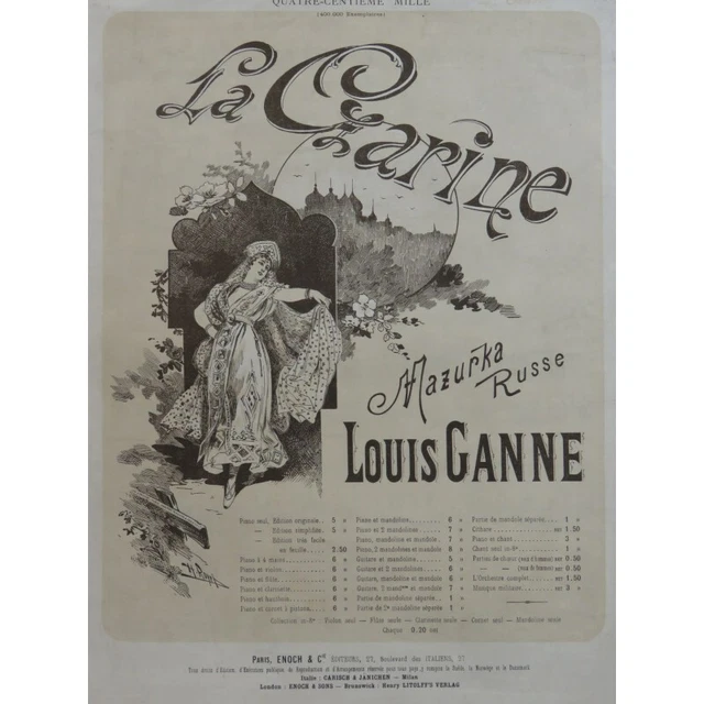 GANNE Louis La Czarine Piano ca1890