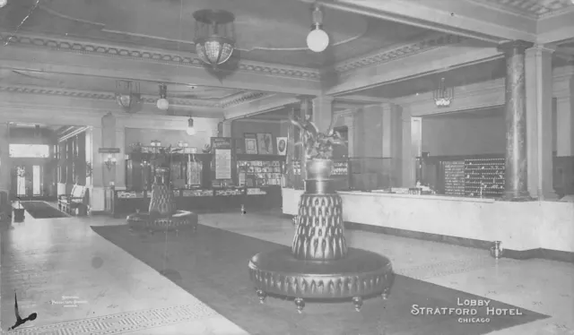 Chicago~Stratford Hotel~Lobby~Check-In Desk w/Key Slot~Razed 1922~1908 RPPC