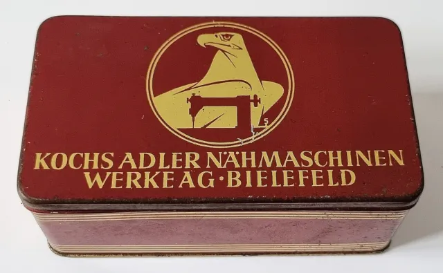 Schöne alte Werbe Nähmaschinen Blechdose - original ADLER um 1930/40 - rar