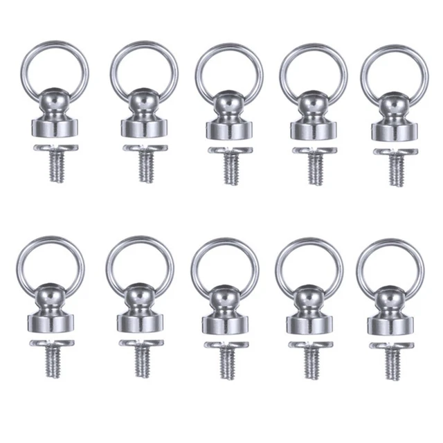 10 Pcs Rivets Crafts Fasteners Brass Round Pull Ring Studs Silver