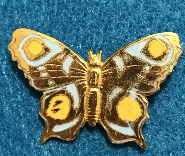 Vintage Enamel Gold Butterfly Brooch Stamped Pin Estate Signed Frierici Antique
