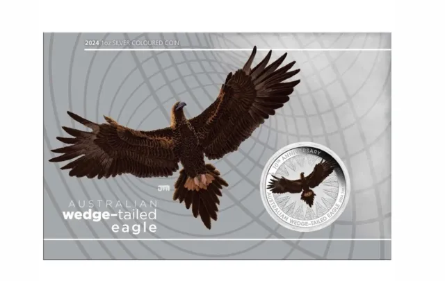 Australia Wedge tailed Eagle 10th Anniversary 2024 1oz Silver Colorized in Card