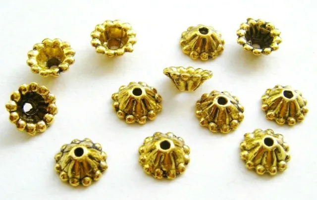 Perlkappen Metallkappen Endkappen gold 7,5mm 20 Stück SERAJOSY Perlenhütchen