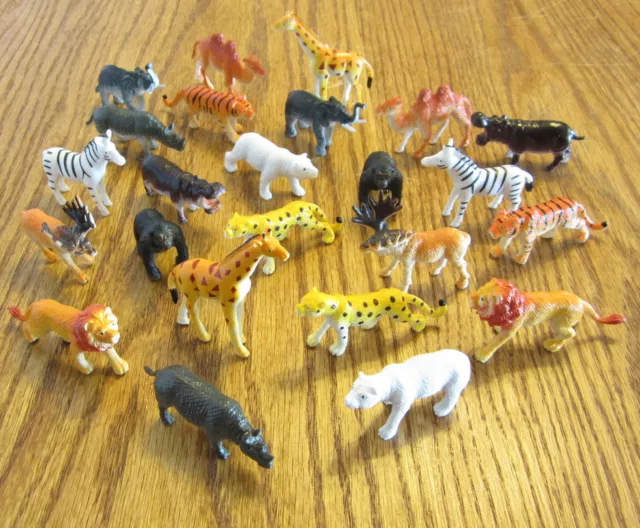 20 New Zoo Animals Toy Playset Wild Jungle Gorilla Zebra Tiger Lion Safari