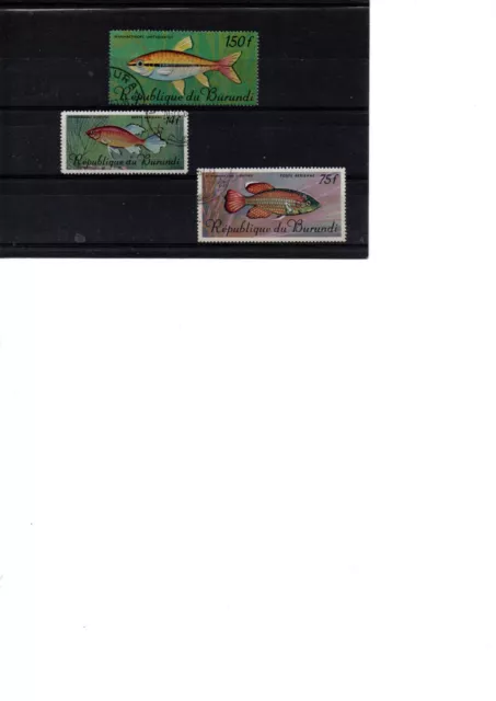 BURUNDI 1967 lot de 3 timbres poissons