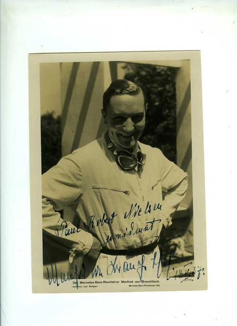 Manfred Von Brauchitsch 1930's Mercedes Benz Portrait Signed Vintage Photograph