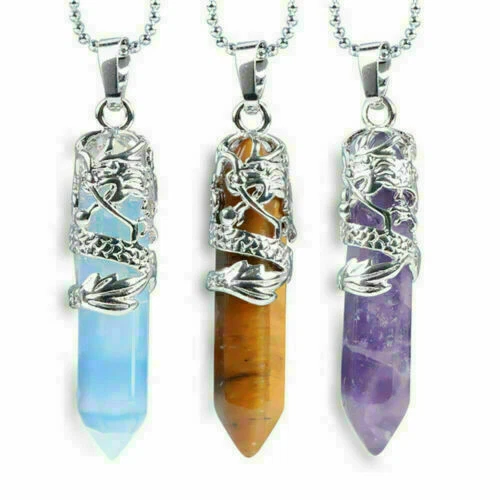 Hexagonal Natural Quartz Crystal Chakra Healing Point Pendant Necklace Jewelry