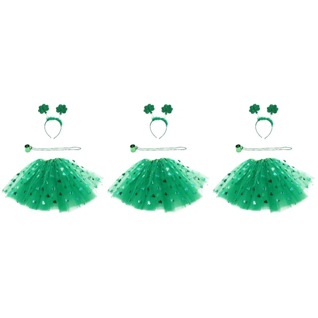 3 set di gonne da ballo abiti tutù per ragazze tutù verde