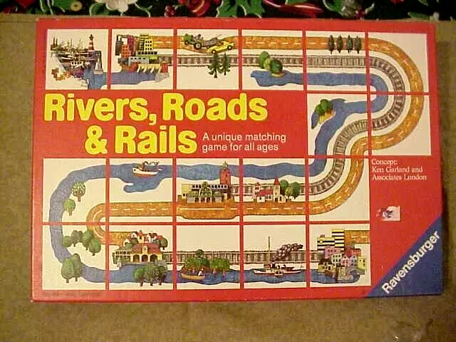VINTAGE Ravensburger Rivers Roads and Rails 1989 Matching Game Complete