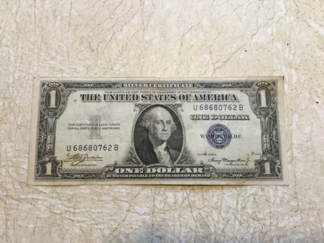 1935 U.S.A $1 DOLLAR  NOTE Bill banknote SILVER CERTIFICATE BLUE Series A