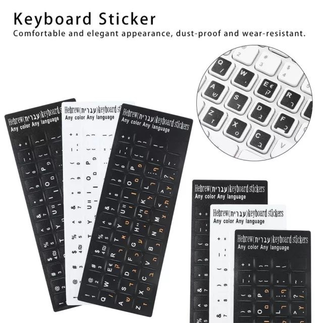 Computer Laptop Label Sticker Hebrew Letter Keyboard Stickers Alphabet Layout