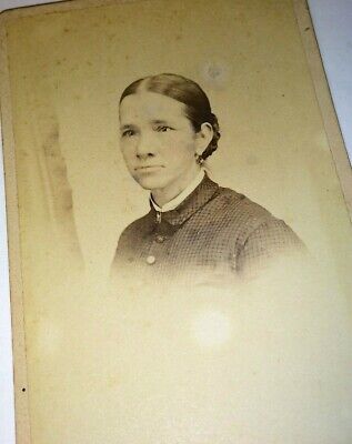 Antique Civil-War Era Victorian Woman W/ Stern Face & Earrings CDV Photo! Old!