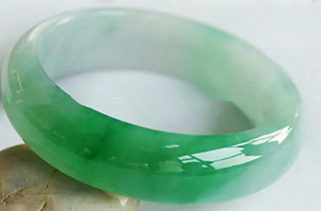 Wunderschöner Natürlicher Grün Jade Jadeit Edelstein Armreif 56-62mm Schmuck