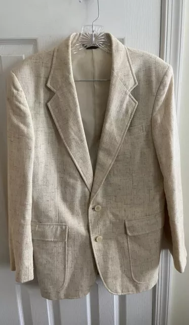 Jordache Blazer Vintage Men’s Size 38R 2-button Cream Linen Jacket