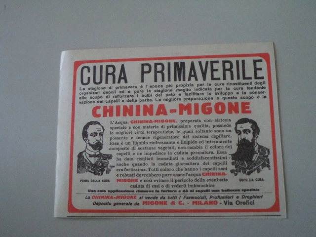 advertising Pubblicità 1927 CHININA MIGONE